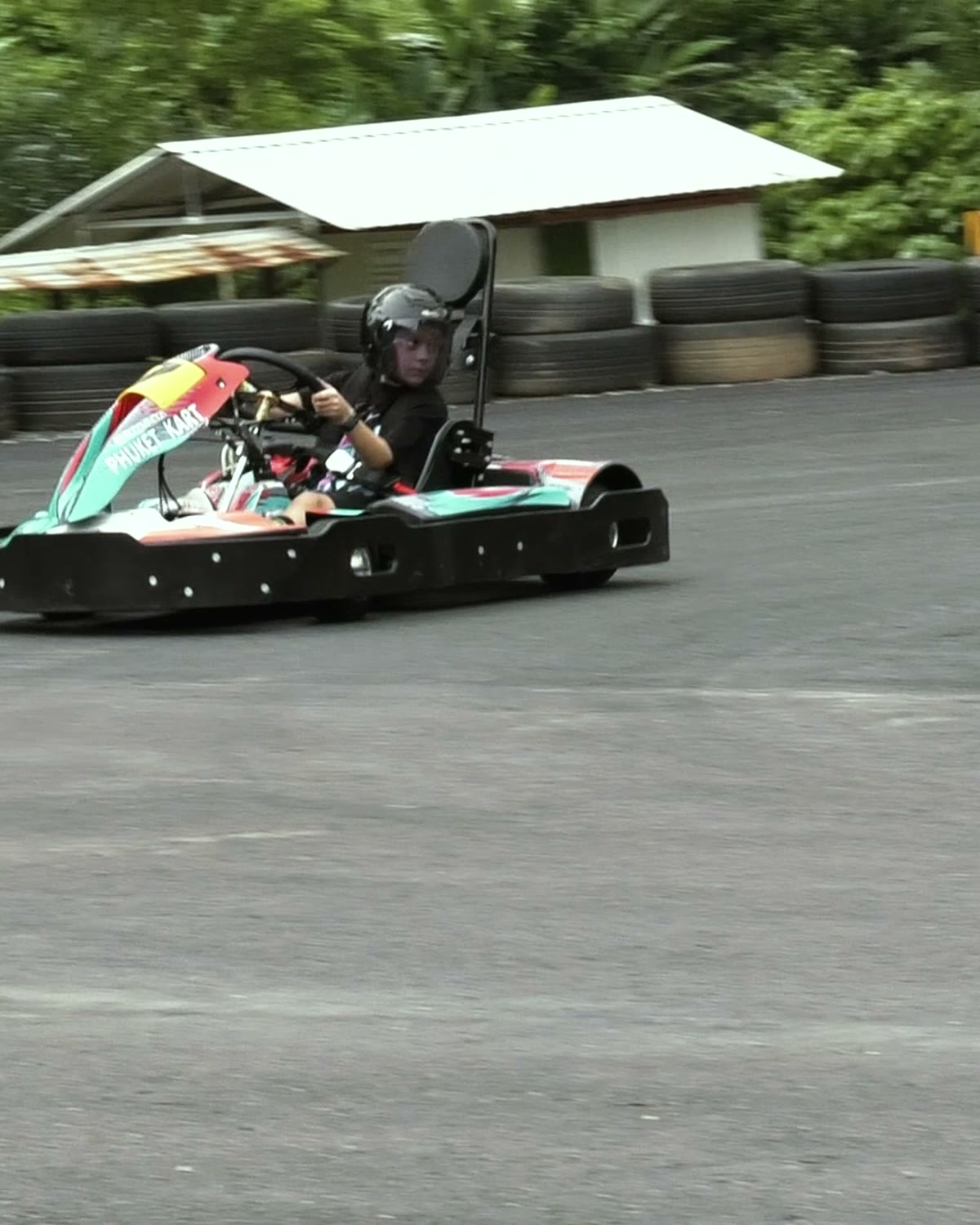 Go Kart in motion on the circuit at International Phuket Kart